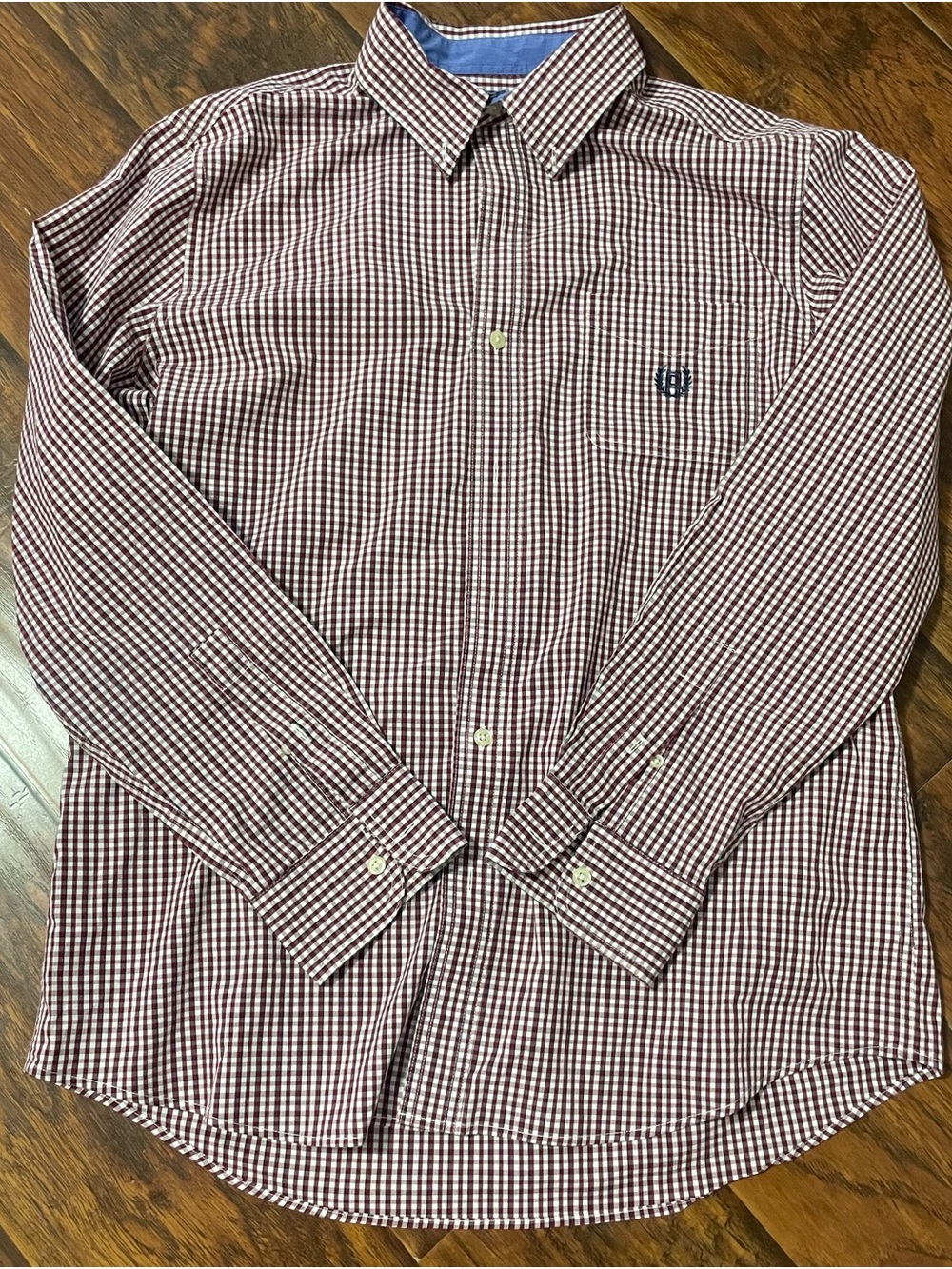 Chaps Men's Check Button-Down Shirt - Burgundy/White